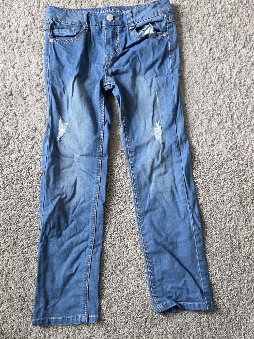 Wallflower Girls Medium Wash Distressed Skinny Jeans Size 12